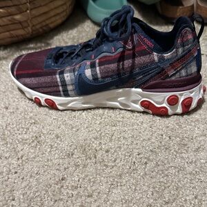 Nike Kids Sneakers - Navy and Burgundy Plaid